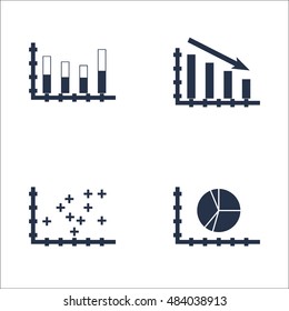 Set Of Graphs, Diagrams And Statistics Icons. Premium Quality Symbol Collection. Icons Can Be Used For Web, App And UI Design. Vector Illustration, EPS10.