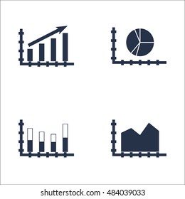 Set Of Graphs, Diagrams And Statistics Icons. Premium Quality Symbol Collection. Icons Can Be Used For Web, App And UI Design. Vector Illustration, EPS10.