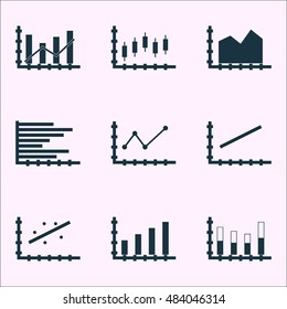 Set Of Graphs, Diagrams And Statistics Icons. Premium Quality Symbol Collection. Icons Can Be Used For Web, App And Ui Design. Vector Illustration, EPS10.