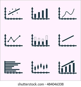 Set Of Graphs, Diagrams And Statistics Icons. Premium Quality Symbol Collection. Icons Can Be Used For Web, App And Ui Design. Vector Illustration, EPS10.
