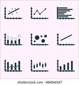 Set Of Graphs, Diagrams And Statistics Icons. Premium Quality Symbol Collection. Icons Can Be Used For Web, App And Ui Design. Vector Illustration, EPS10.