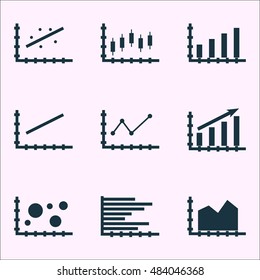 Set Of Graphs, Diagrams And Statistics Icons. Premium Quality Symbol Collection. Icons Can Be Used For Web, App And Ui Design. Vector Illustration, EPS10.