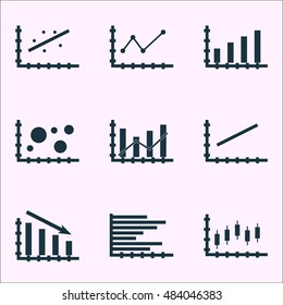 Set Of Graphs, Diagrams And Statistics Icons. Premium Quality Symbol Collection. Icons Can Be Used For Web, App And Ui Design. Vector Illustration, EPS10.