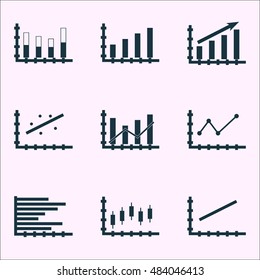 Set Of Graphs, Diagrams And Statistics Icons. Premium Quality Symbol Collection. Icons Can Be Used For Web, App And Ui Design. Vector Illustration, EPS10.