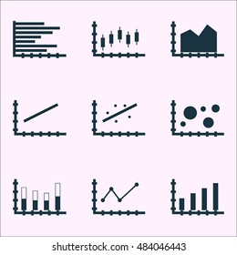 Set Of Graphs, Diagrams And Statistics Icons. Premium Quality Symbol Collection. Icons Can Be Used For Web, App And Ui Design. Vector Illustration, EPS10.