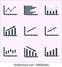 Set Of Graphs, Diagrams And Statistics Icons. Premium Quality Symbol Collection. Icons Can Be Used For Web, App And Ui Design. Vector Illustration, EPS10.