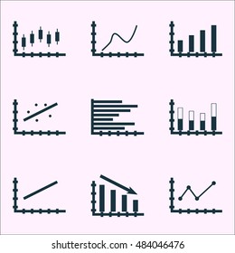Set Of Graphs, Diagrams And Statistics Icons. Premium Quality Symbol Collection. Icons Can Be Used For Web, App And Ui Design. Vector Illustration, EPS10.