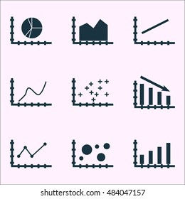 Set Of Graphs, Diagrams And Statistics Icons. Premium Quality Symbol Collection. Icons Can Be Used For Web, App And Ui Design. Vector Illustration, EPS10.