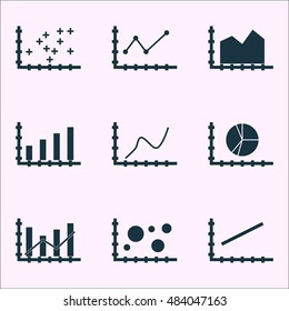 Set Of Graphs, Diagrams And Statistics Icons. Premium Quality Symbol Collection. Icons Can Be Used For Web, App And Ui Design. Vector Illustration, EPS10.