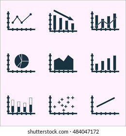 Set Of Graphs, Diagrams And Statistics Icons. Premium Quality Symbol Collection. Icons Can Be Used For Web, App And Ui Design. Vector Illustration, EPS10.
