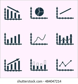 Set Of Graphs, Diagrams And Statistics Icons. Premium Quality Symbol Collection. Icons Can Be Used For Web, App And Ui Design. Vector Illustration, EPS10.
