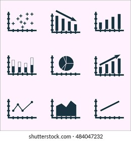 Set Of Graphs, Diagrams And Statistics Icons. Premium Quality Symbol Collection. Icons Can Be Used For Web, App And Ui Design. Vector Illustration, EPS10.
