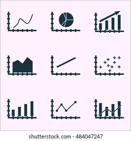 Set Of Graphs, Diagrams And Statistics Icons. Premium Quality Symbol Collection. Icons Can Be Used For Web, App And Ui Design. Vector Illustration, EPS10.