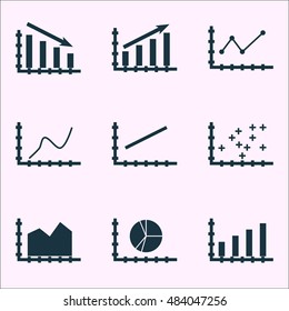 Set Of Graphs, Diagrams And Statistics Icons. Premium Quality Symbol Collection. Icons Can Be Used For Web, App And Ui Design. Vector Illustration, EPS10.