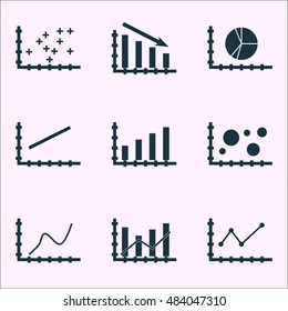Set Of Graphs, Diagrams And Statistics Icons. Premium Quality Symbol Collection. Icons Can Be Used For Web, App And Ui Design. Vector Illustration, EPS10.