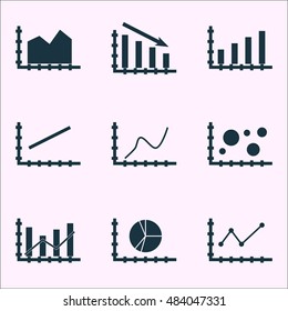 Set Of Graphs, Diagrams And Statistics Icons. Premium Quality Symbol Collection. Icons Can Be Used For Web, App And Ui Design. Vector Illustration, EPS10.