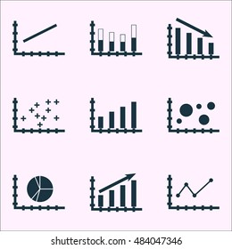 Set Of Graphs, Diagrams And Statistics Icons. Premium Quality Symbol Collection. Icons Can Be Used For Web, App And Ui Design. Vector Illustration, EPS10.