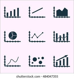 Set Of Graphs, Diagrams And Statistics Icons. Premium Quality Symbol Collection. Icons Can Be Used For Web, App And Ui Design. Vector Illustration, EPS10.