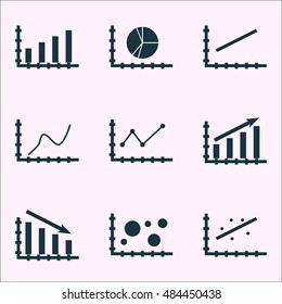 Set Of Graphs, Diagrams And Statistics Icons. Premium Quality Symbol Collection. Icons Can Be Used For Web, App And Ui Design. Vector Illustration, EPS10.