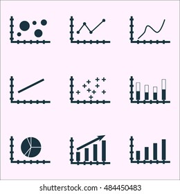 Set Of Graphs, Diagrams And Statistics Icons. Premium Quality Symbol Collection. Icons Can Be Used For Web, App And Ui Design. Vector Illustration, EPS10.