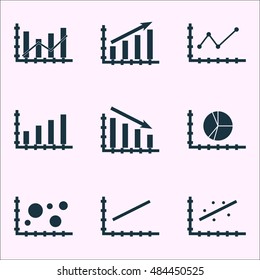 Set Of Graphs, Diagrams And Statistics Icons. Premium Quality Symbol Collection. Icons Can Be Used For Web, App And Ui Design. Vector Illustration, EPS10.