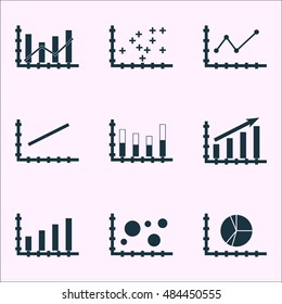 Set Of Graphs, Diagrams And Statistics Icons. Premium Quality Symbol Collection. Icons Can Be Used For Web, App And Ui Design. Vector Illustration, EPS10.