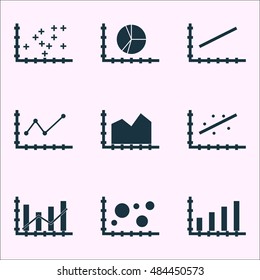 Set Of Graphs, Diagrams And Statistics Icons. Premium Quality Symbol Collection. Icons Can Be Used For Web, App And Ui Design. Vector Illustration, EPS10.