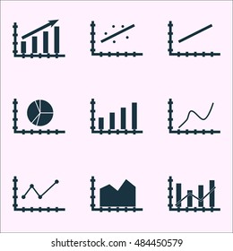 Set Of Graphs, Diagrams And Statistics Icons. Premium Quality Symbol Collection. Icons Can Be Used For Web, App And Ui Design. Vector Illustration, EPS10.