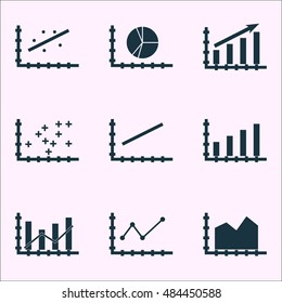 Set Of Graphs, Diagrams And Statistics Icons. Premium Quality Symbol Collection. Icons Can Be Used For Web, App And Ui Design. Vector Illustration, EPS10.