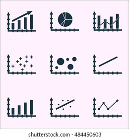 Set Of Graphs, Diagrams And Statistics Icons. Premium Quality Symbol Collection. Icons Can Be Used For Web, App And Ui Design. Vector Illustration, EPS10.