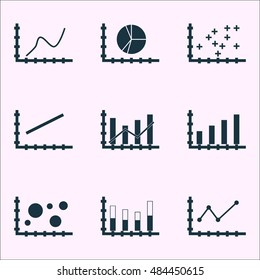 Set Of Graphs, Diagrams And Statistics Icons. Premium Quality Symbol Collection. Icons Can Be Used For Web, App And Ui Design. Vector Illustration, EPS10.