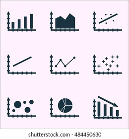 Set Of Graphs, Diagrams And Statistics Icons. Premium Quality Symbol Collection. Icons Can Be Used For Web, App And Ui Design. Vector Illustration, EPS10.