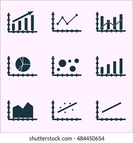 Set Of Graphs, Diagrams And Statistics Icons. Premium Quality Symbol Collection. Icons Can Be Used For Web, App And Ui Design. Vector Illustration, EPS10.