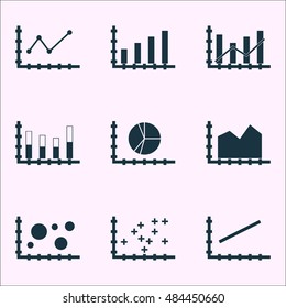 Set Of Graphs, Diagrams And Statistics Icons. Premium Quality Symbol Collection. Icons Can Be Used For Web, App And Ui Design. Vector Illustration, EPS10.
