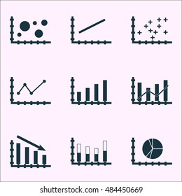 Set Of Graphs, Diagrams And Statistics Icons. Premium Quality Symbol Collection. Icons Can Be Used For Web, App And Ui Design. Vector Illustration, EPS10.