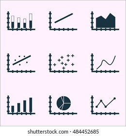 Set Of Graphs, Diagrams And Statistics Icons. Premium Quality Symbol Collection. Icons Can Be Used For Web, App And Ui Design. Vector Illustration, EPS10.