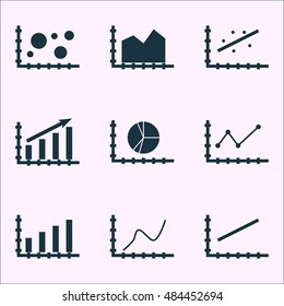 Set Of Graphs, Diagrams And Statistics Icons. Premium Quality Symbol Collection. Icons Can Be Used For Web, App And Ui Design. Vector Illustration, EPS10.