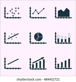 Set Of Graphs, Diagrams And Statistics Icons. Premium Quality Symbol Collection. Icons Can Be Used For Web, App And Ui Design. Vector Illustration, EPS10.