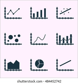Set Of Graphs, Diagrams And Statistics Icons. Premium Quality Symbol Collection. Icons Can Be Used For Web, App And Ui Design. Vector Illustration, EPS10.
