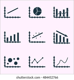 Set Of Graphs, Diagrams And Statistics Icons. Premium Quality Symbol Collection. Icons Can Be Used For Web, App And Ui Design. Vector Illustration, EPS10.