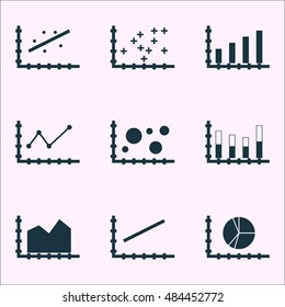 Set Of Graphs, Diagrams And Statistics Icons. Premium Quality Symbol Collection. Icons Can Be Used For Web, App And Ui Design. Vector Illustration, EPS10.