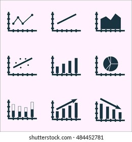 Set Of Graphs, Diagrams And Statistics Icons. Premium Quality Symbol Collection. Icons Can Be Used For Web, App And Ui Design. Vector Illustration, EPS10.