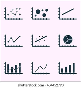 Set Of Graphs, Diagrams And Statistics Icons. Premium Quality Symbol Collection. Icons Can Be Used For Web, App And Ui Design. Vector Illustration, EPS10.