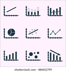 Set Of Graphs, Diagrams And Statistics Icons. Premium Quality Symbol Collection. Icons Can Be Used For Web, App And Ui Design. Vector Illustration, EPS10.