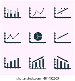Set Of Graphs, Diagrams And Statistics Icons. Premium Quality Symbol Collection. Icons Can Be Used For Web, App And Ui Design. Vector Illustration, EPS10.