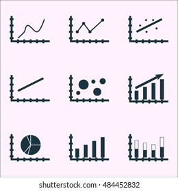 Set Of Graphs, Diagrams And Statistics Icons. Premium Quality Symbol Collection. Icons Can Be Used For Web, App And Ui Design. Vector Illustration, EPS10.