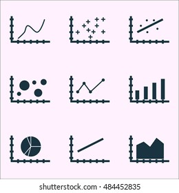 Set Of Graphs, Diagrams And Statistics Icons. Premium Quality Symbol Collection. Icons Can Be Used For Web, App And Ui Design. Vector Illustration, EPS10.