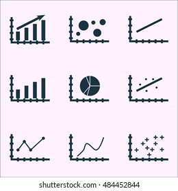 Set Of Graphs, Diagrams And Statistics Icons. Premium Quality Symbol Collection. Icons Can Be Used For Web, App And Ui Design. Vector Illustration, EPS10.
