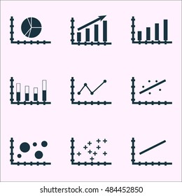 Set Of Graphs, Diagrams And Statistics Icons. Premium Quality Symbol Collection. Icons Can Be Used For Web, App And Ui Design. Vector Illustration, EPS10.