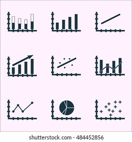 Set Of Graphs, Diagrams And Statistics Icons. Premium Quality Symbol Collection. Icons Can Be Used For Web, App And Ui Design. Vector Illustration, EPS10.